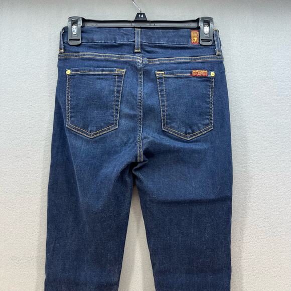 7 For All Mankind Jean Women's 25 (2) Dark Blue The High Waist Ankle Skinny - Picture 3 of 16